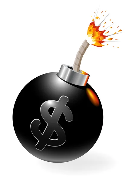 Ignited bomb with dollar-symbol — Stock Vector