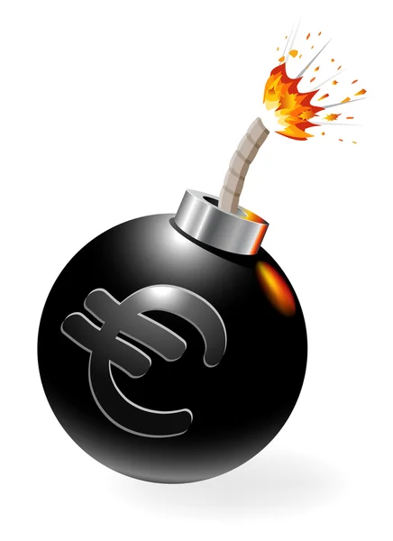 Ignited bomb with euro-symbol. — Stock Vector