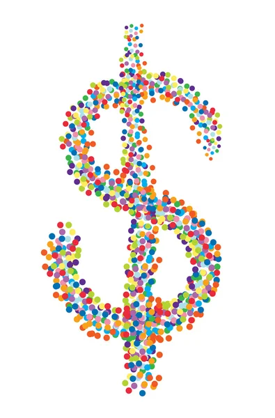 Stock vector Confetti dollar symbol on isolated white background. Vector-Illu