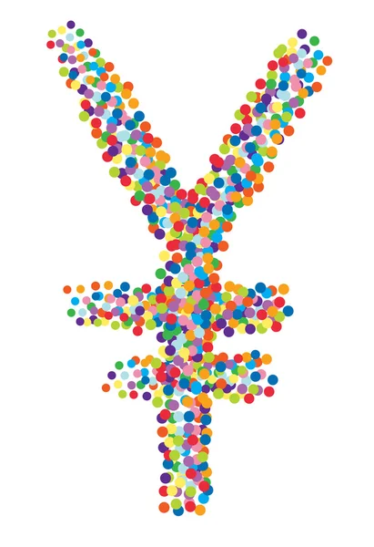 Símbolo de iene de confetti no fundo branco isolado. Vector-Illustr —  Vetores de Stock