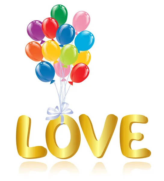 Älska meddelande med ballonger. — Stock vektor