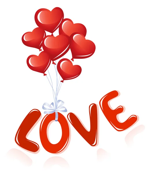 Aşk mesajı Kalp balonlar ile — Stok Vektör