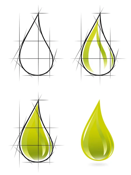 草绘的橄榄油滴 — 图库矢量图片