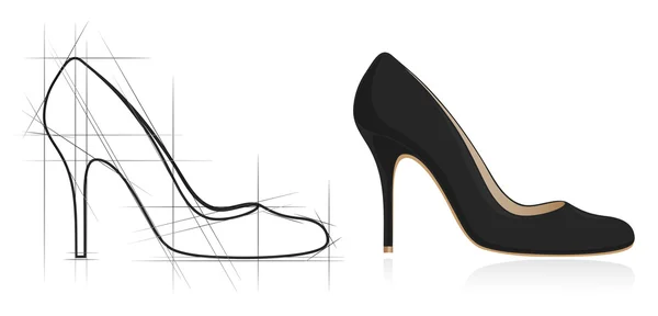 Croquis de chaussures pour femmes. Illustration vectorielle — Image vectorielle