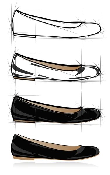 Skiss av kvinnor sko. vektor illustration — Stock vektor