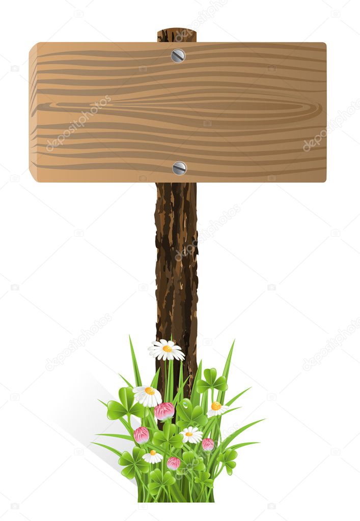 holztafel clipart flowers