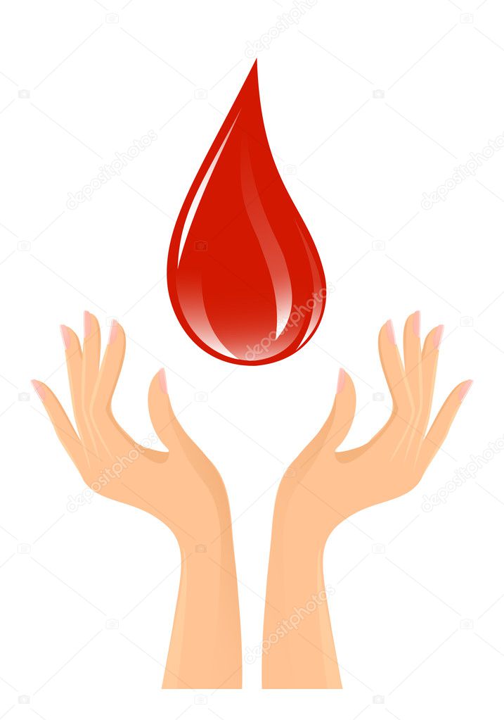 Blood drop and hands