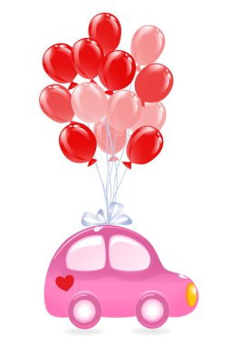The Car with red balloons. Vector-Illustration