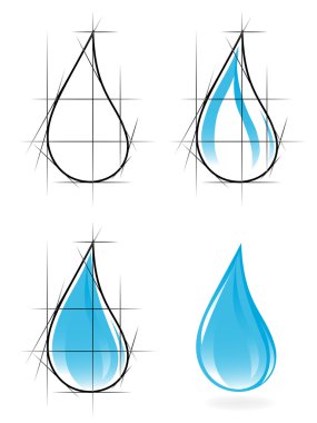 temiz su damlasına eskiz. vektör çizim