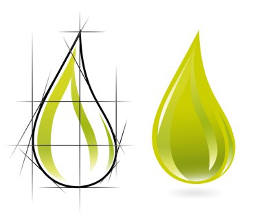 Sketch of olive oil drop clipart