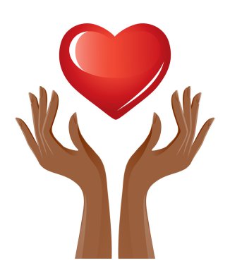 Red heart and hands clipart