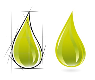 Sketch of olive oil drop clipart