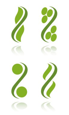 Set of green plant icons