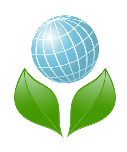 Simbolul globului cu planta. Ilustrație vectorială — Vector de stoc