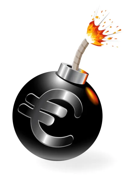 Bomba, euro em fase de crise — Vetor de Stock