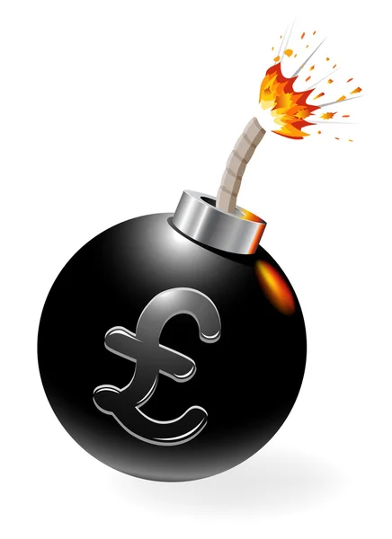 Ignited bomb with sterling-symbol. — Stock Vector