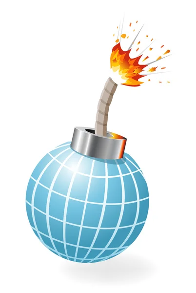 Globe a meggyújtott bomba — Stock Vector