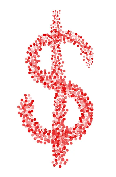 Símbolo dólar Confetti sobre fondo blanco aislado. Vector-Illu — Vector de stock