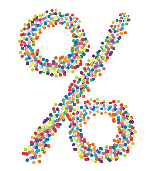 Confetti percentagesymbool op geïsoleerde witte achtergrond. vector- — Stockvector
