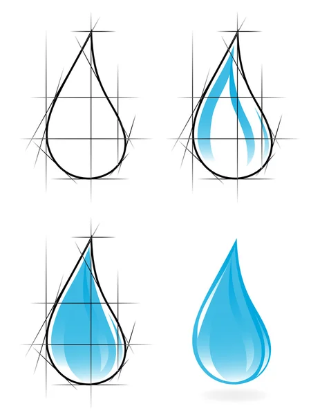 Schizzo di goccia d'acqua limpida. Illustrazione vettoriale — Vettoriale Stock