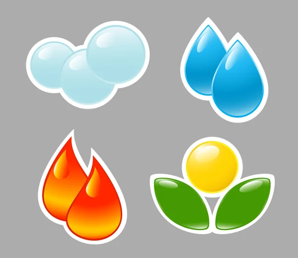 Cuatro elementos. Fuego, agua, aire, tierra . — Vector de stock