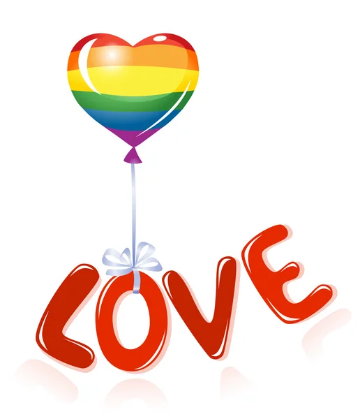 Älska meddelande med rainbow ballong — Stock vektor