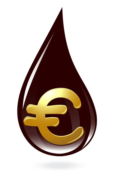 Oil drop with euro symbol — Stock Vector