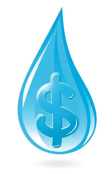 Gota de agua con símbolo de dólar — Vector de stock