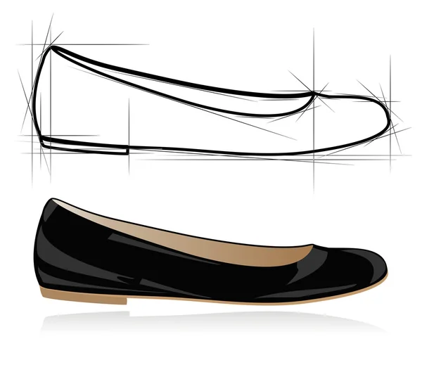 Kadın Ayakkabı kroki. vektör çizim — Stok Vektör