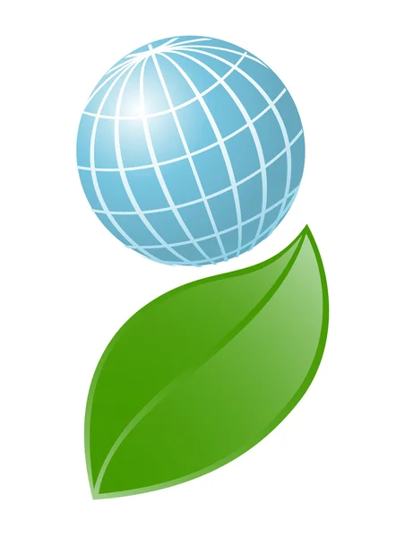 Symbole du globe avec la plante. Illustration vectorielle — Image vectorielle