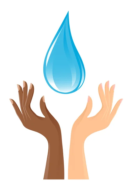 Краплі води і руки — стоковий вектор