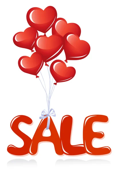Sale message with heart balloons — Stock Vector