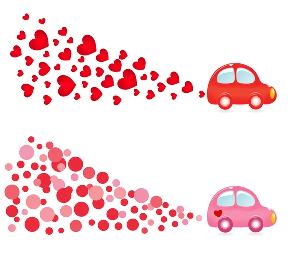 Banner de San Valentín con coche. Vector-Ilustración — Vector de stock
