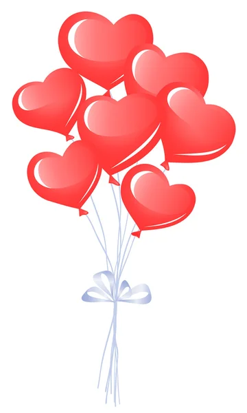 Bündel von Herzballons — Stockvektor