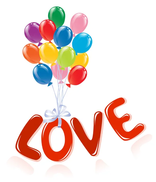 Liefde bericht met ballons. — Stockvector