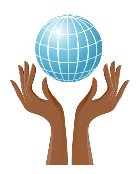 Globe et mains — Image vectorielle