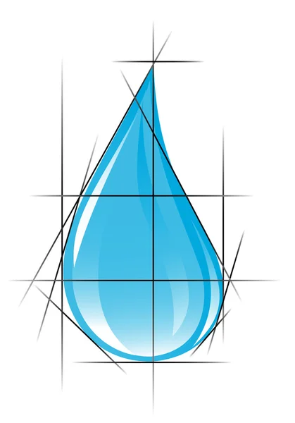 Schizzo di goccia d'acqua limpida. Illustrazione vettoriale — Vettoriale Stock