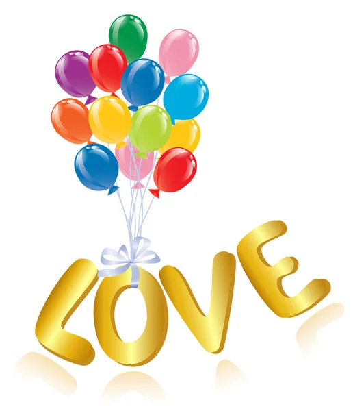 Love message with ballons. — Stock Vector