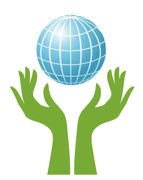 Globe et mains vertes — Image vectorielle