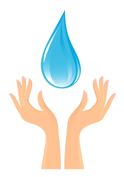Water-drop and hands — Stock Vector