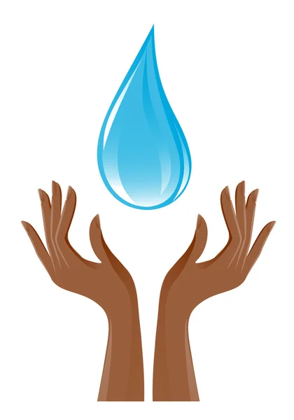 Water-drop and hands — Stock Vector