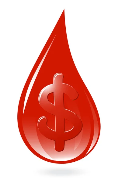 Gota de sangre con símbolo del dólar — Vector de stock