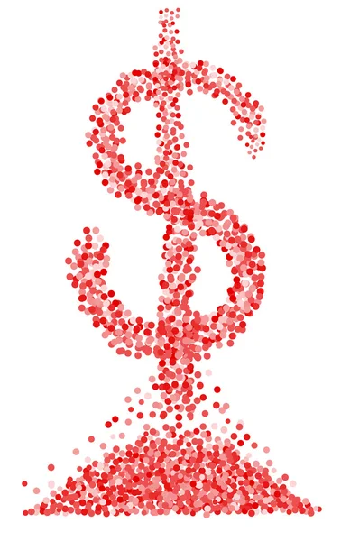 Simbolo del dollaro Confetti su sfondo bianco isolato. Vettore-Illu — Vettoriale Stock