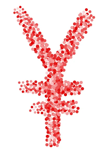 Símbolo de iene de confetti no fundo branco isolado. Vector-Illustr — Vetor de Stock