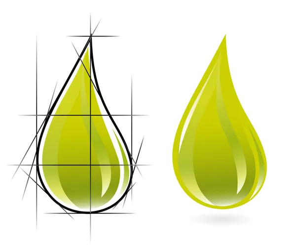 Skiss av olivolja drop — Stock vektor