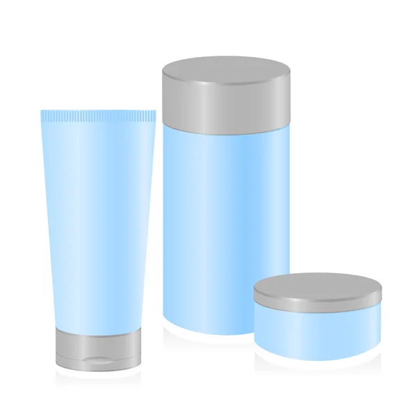 Conjunto de modelos de recipientes cosméticos. Ilustração vetorial —  Vetores de Stock