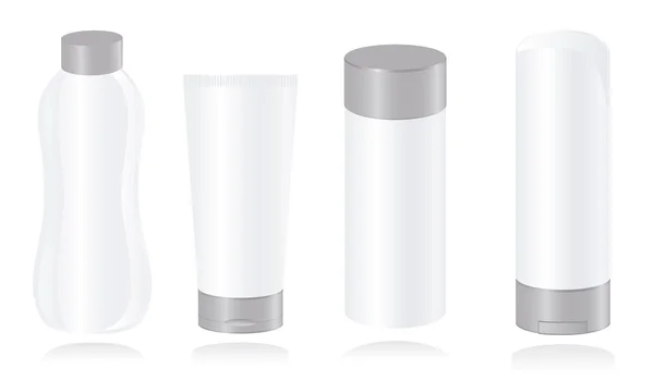 Conjunto de modelos de recipientes cosméticos. Ilustração vetorial —  Vetores de Stock