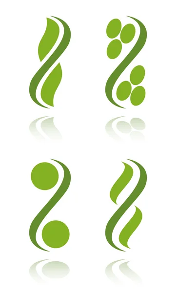 Set of green plant icons — Stock Vector