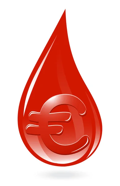 Gota de sangue com símbolo do euro — Vetor de Stock