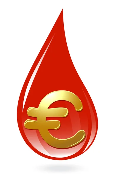 Gota de sangre con símbolo euro — Archivo Imágenes Vectoriales